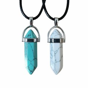 White and turquoise howlite point necklace set